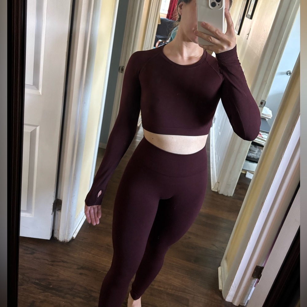 Alphalete Deep Red Burgundy Activewear Set